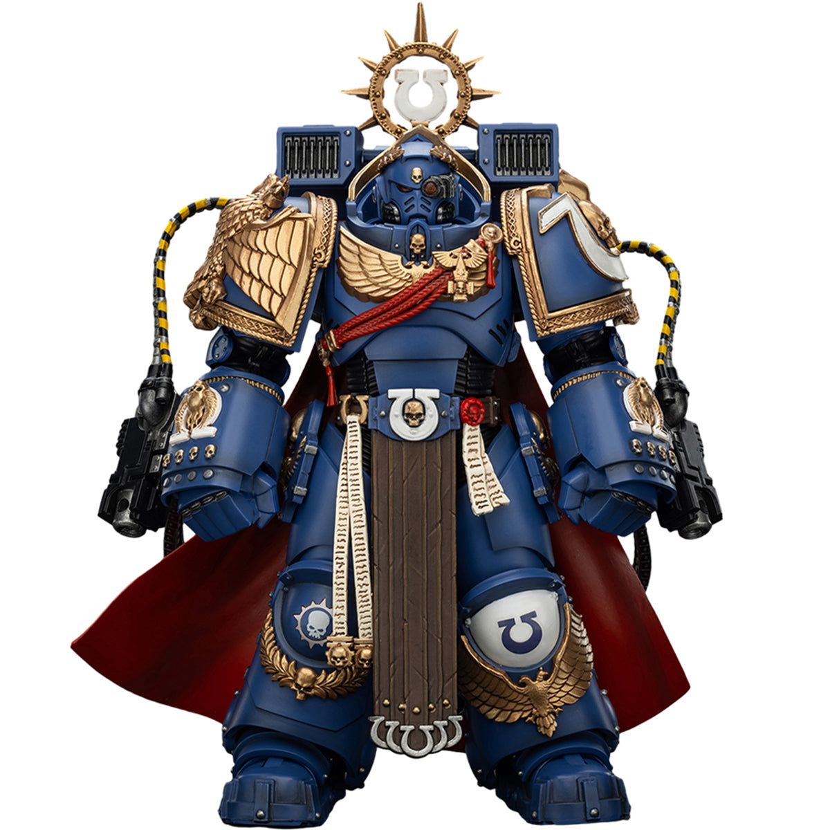 JOYTOY Ultramarines Marneus Calgar Chapter Master con armadura MKX Gravis y guanteletes de Ultramar Figuras de acción