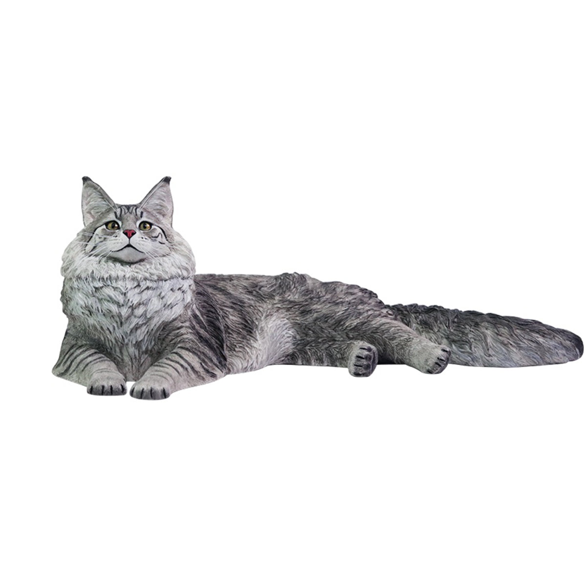 LIEJI, Silver Tiger Maine Coon, Static Expertly Hand-Painted Lifelike, 1/6 Scale Animal Figurine