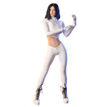 JIAOU DOLL, White Short Leather Jacket and Leather Pants,Doll Clothes For 12-inches Figure