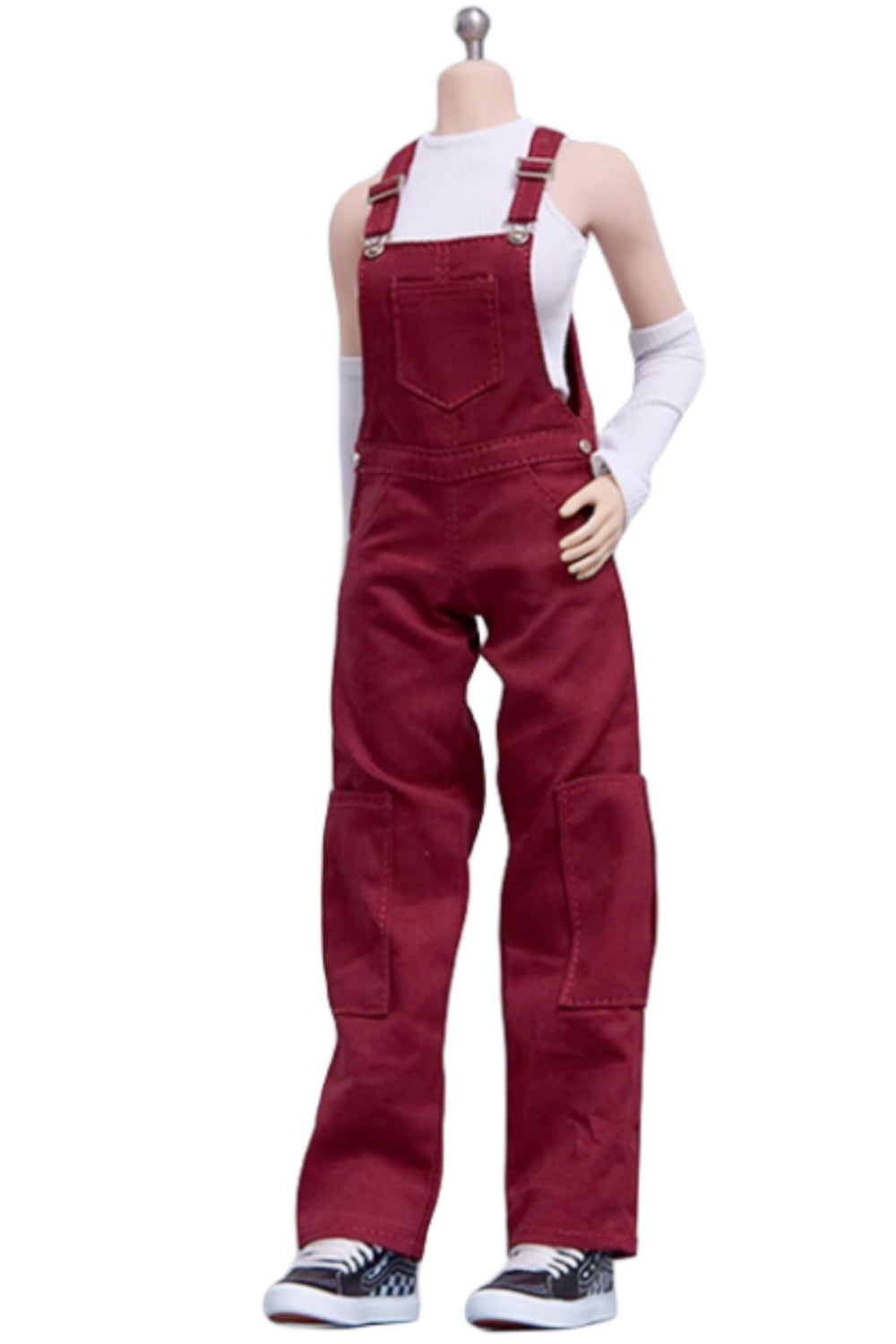 Cdtoys Female Figure Doll Clothes: Jujube Red Suspender Pants For Female 12-inch Action Figure