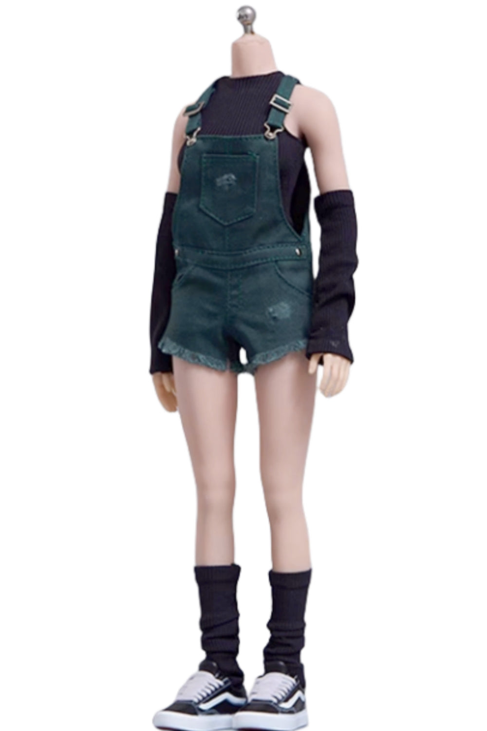 Ropa para muñeca femenina de Cdtoys: pantalones cortos verdes con tirantes para figura de acción femenina de 30 cm