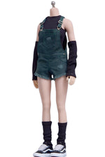 Cdtoys Female Figure Doll Clothes: Green Suspender Shorts For Female 12-inch Action Figure