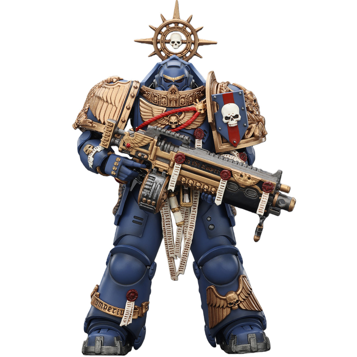 JOYTOY Ultramarines Relic Primus Armour with Plasma Pistol and Combat Blade & Ultramarines Heavy Artificer Armor with Relic Multi-Melta & Ultramarines Heavy Relic Primus Armor with Heavy Relic Bolt Rifle