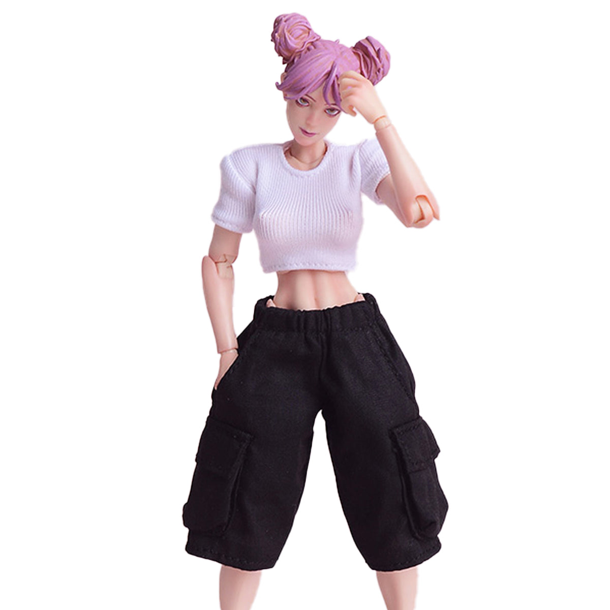 ATStory Figure Doll Clothes: Mecha Girl Short-Sleeve Crop Top - White For Action Figure