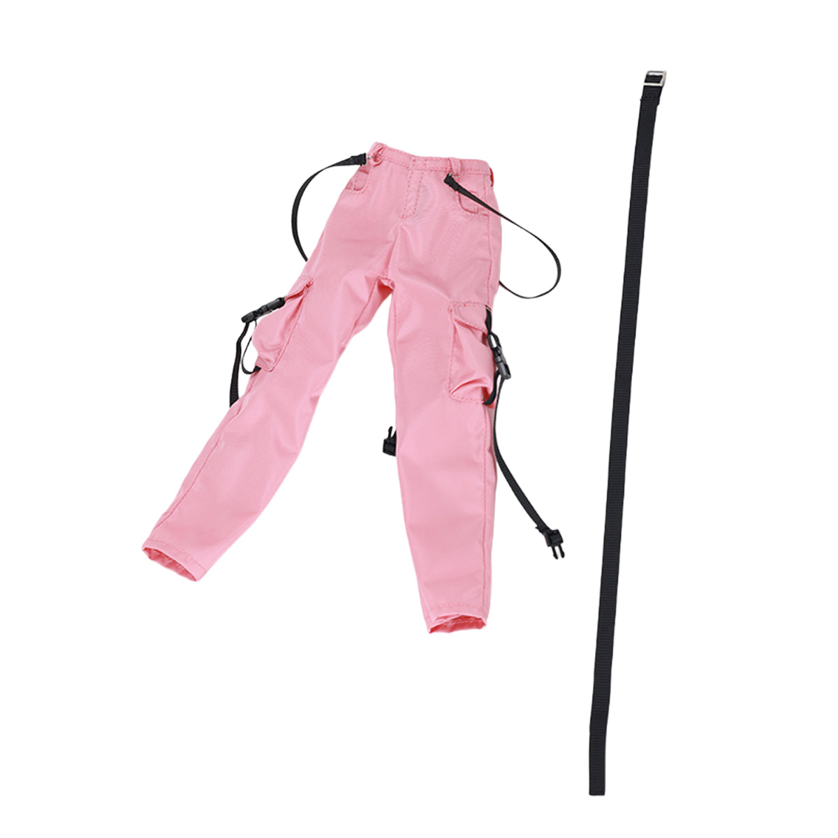 JIAOUDOLL Streetwear Female Cargo Pants + Belt & Short Sleeve T-Shirt Doll Clothes Accessory Fit 1/6 Scale 12-inches Action Figure