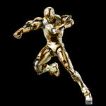 Threezero DLX Iron Man Mark XXI Midas figure — Wide combat stance with raised arm