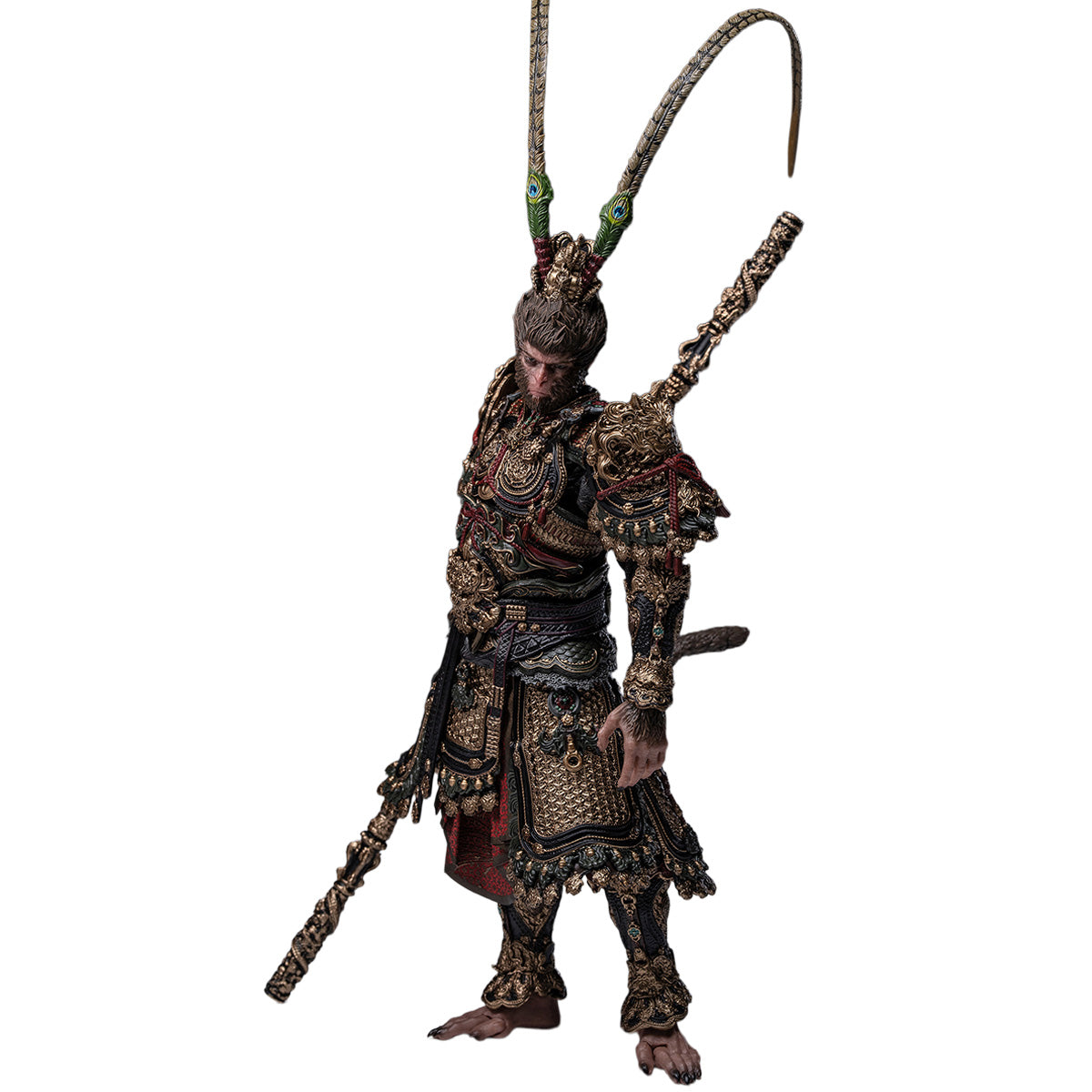 INART MAG G0010 Black Myth Wukong 1/12 figure — Standing view in Great Sage armor with staff