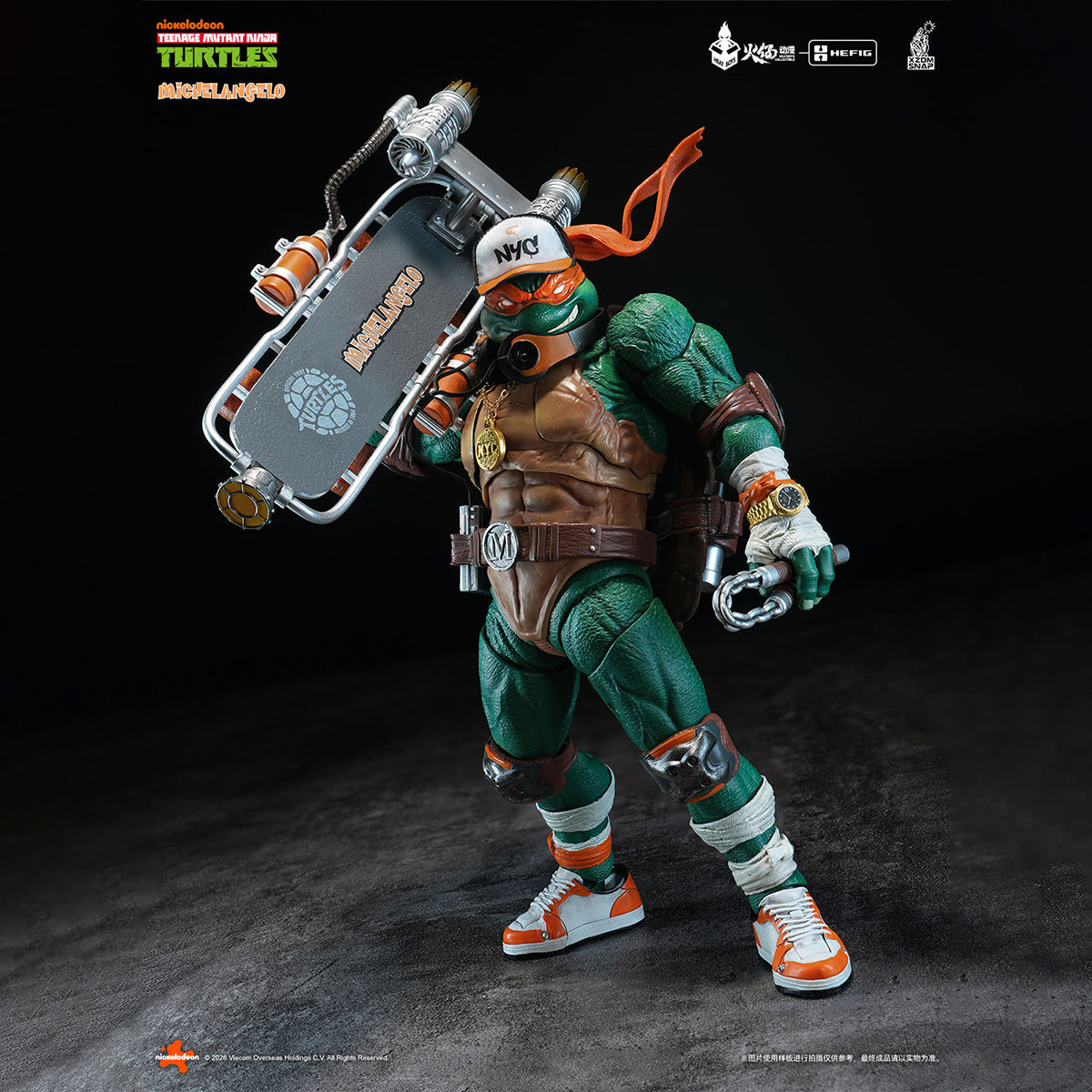 HEATBOYS HEFIG HB0105 Michelangelo 1/12 figure — Michelangelo posed with a skateboard