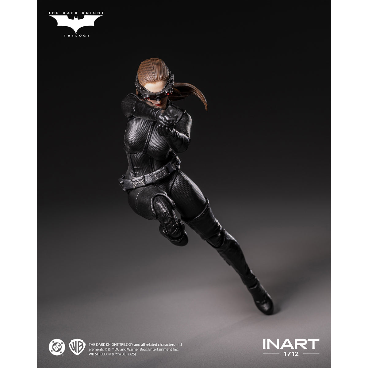 INART HG M0002 Catwoman 1/12 figure — Airborne action pose with clear support
