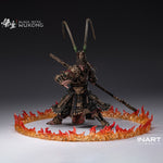 INART MAG G0010 Black Myth Wukong 1/12 figure — Combat stance surrounded by orange effect pieces