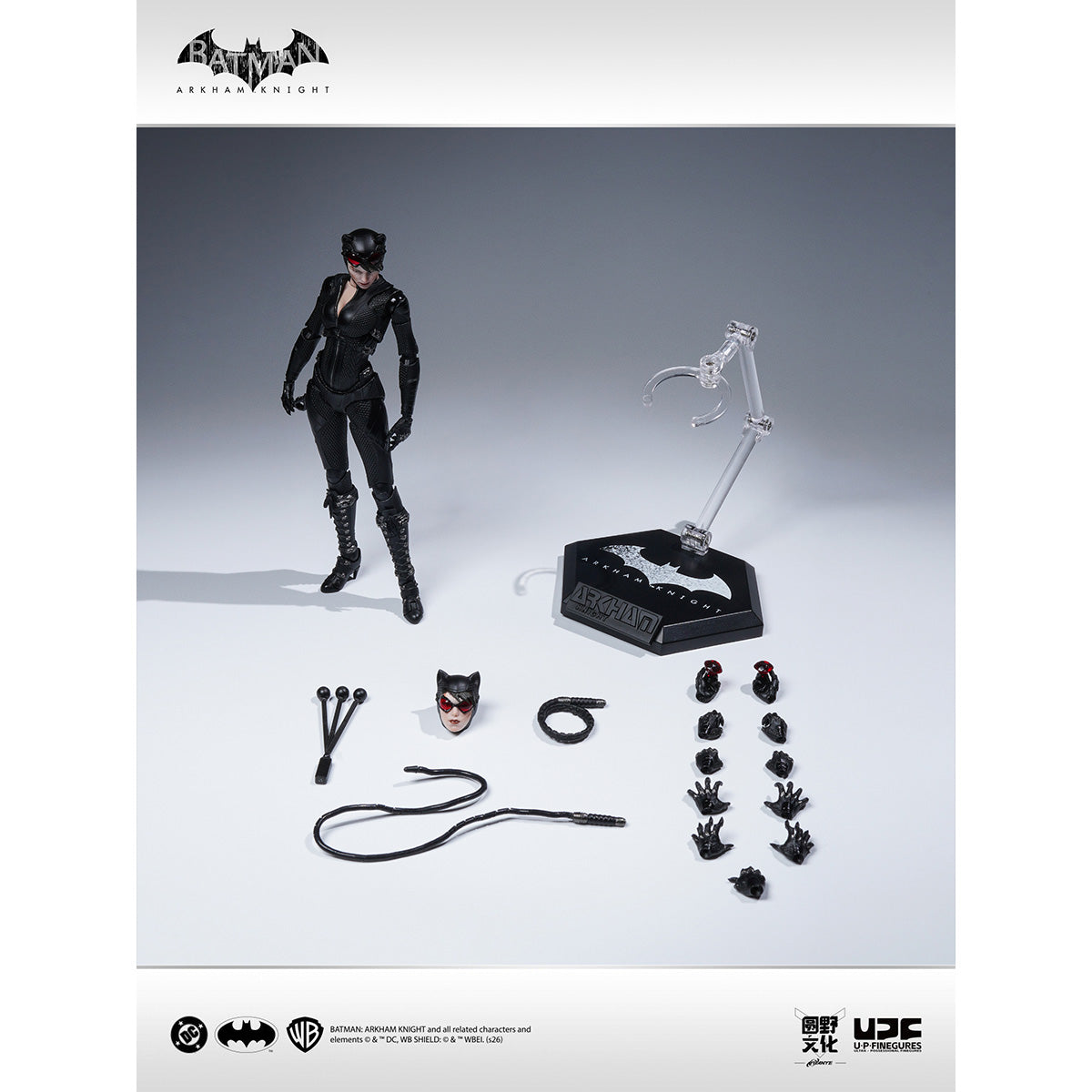 U-P-Finegures LPZZ Arkham Knight Catwoman 1/12 figure — Catwoman figure and accessory layout