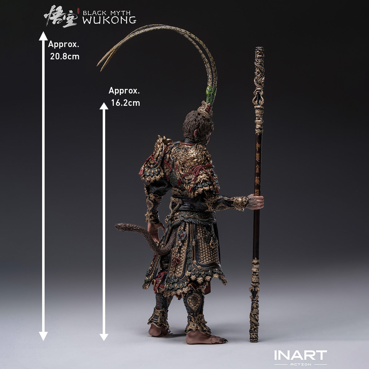 INART MAG G0010 Black Myth Wukong 1/12 figure — Rear view and height chart