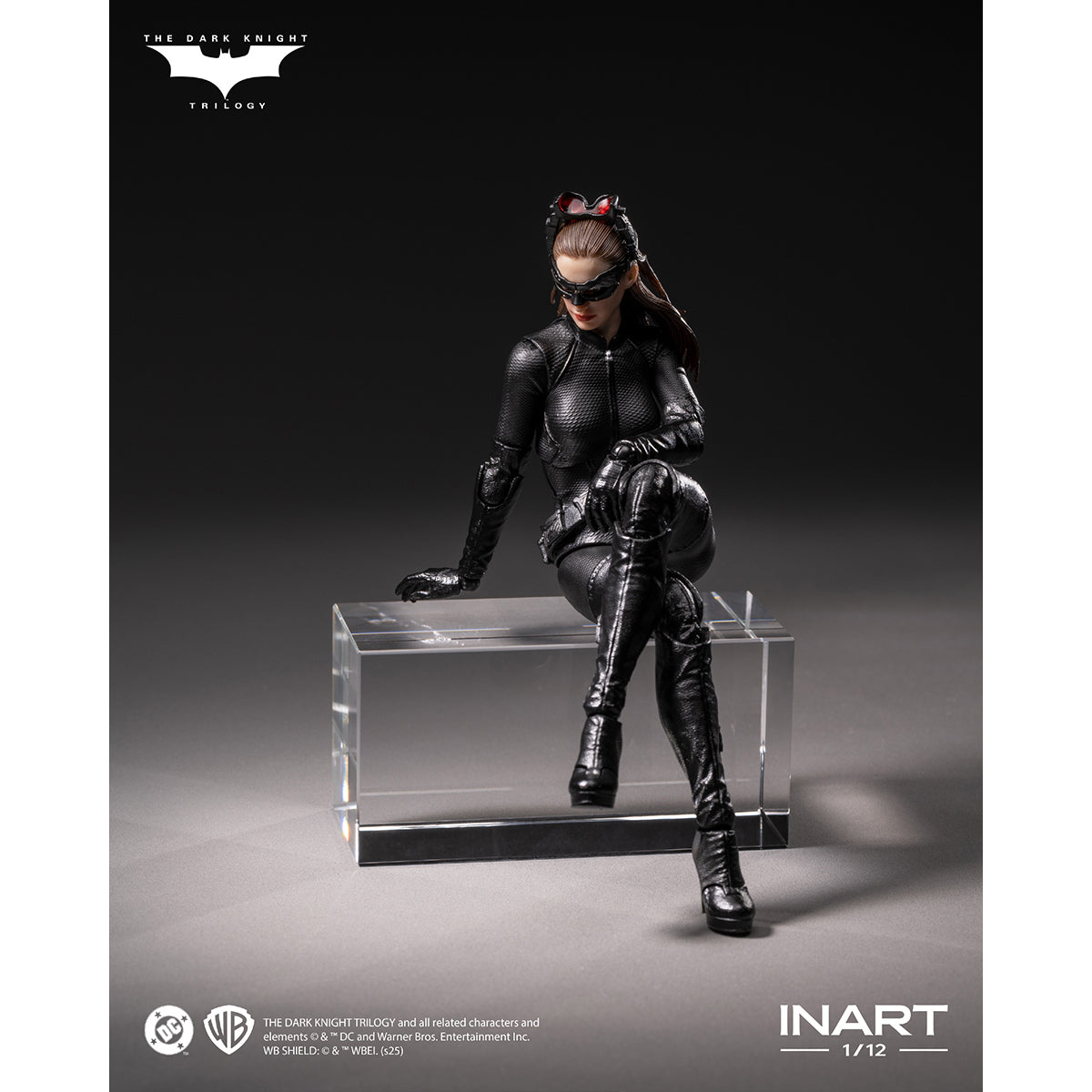 INART HG M0002 Catwoman 1/12 figure — Seated pose on a clear display support