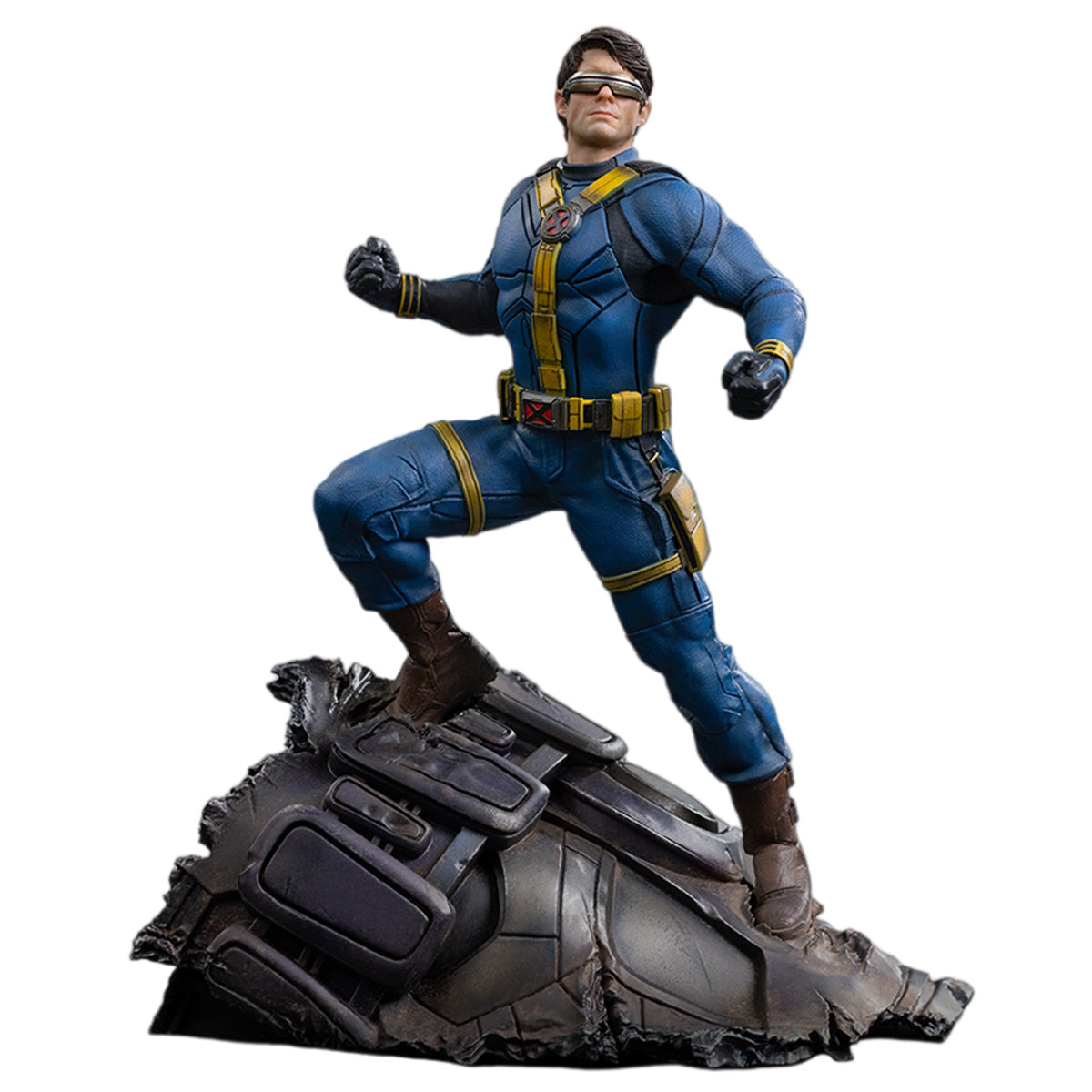Iron Studios Cyclops 1/10 statue — Cyclops standing on a debris base