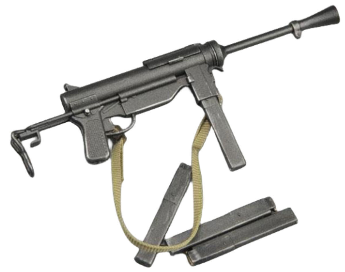 ZYTOYS 1/6 Scale M3 Submachine Gun Grease Gun Model ZY2005 Action Figure Accessory with Silencer and Magazines