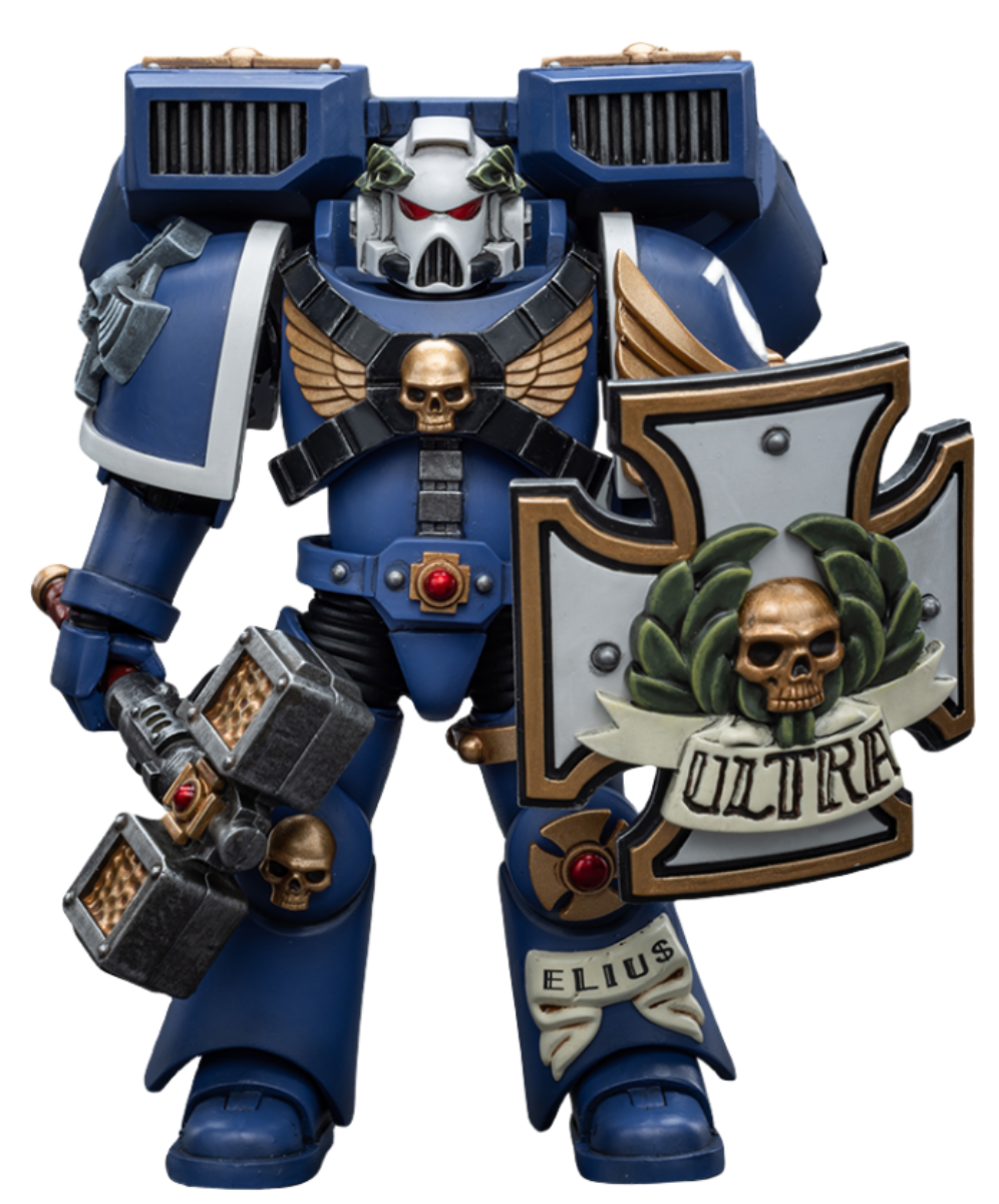 HiPlay JoyToy Warhammer 40K Collectible Figure: Ultramarine Vanguard Veteran with Thunder Hammer and Storm Shield 1:18 Scale Action Figures (Thunder Hammer and Storm Shield JT8032)