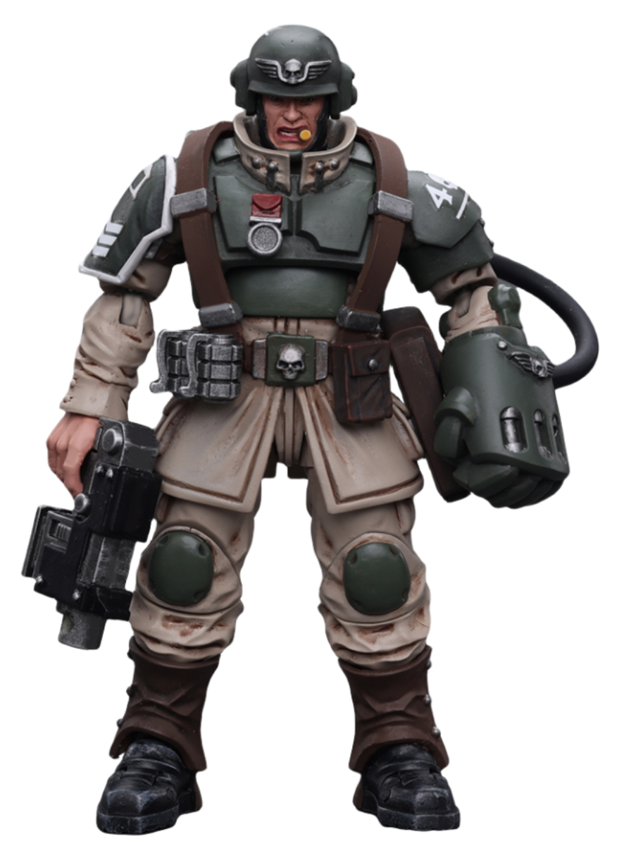 HiPlay JoyToy Warhammer 40K Collectible Figure: Astra Militarum Cadian Command Squad Veteran Sergeant with Power Fist 1:18 Scale Action Figures JT7936