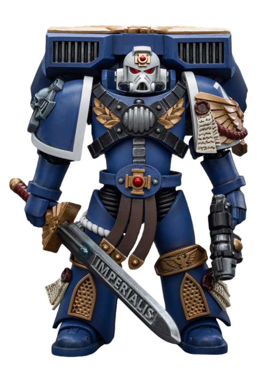 HiPlay JoyToy 40K Collectible Figure: Ultramarines Vanguard Veteran Sergeant 1:18 Scale Action Figures (Sergeant JT8018)